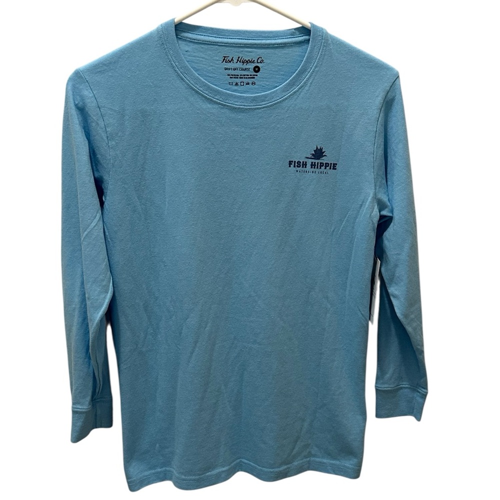 FISH HIPPIE Long sleeve youth shirt size Medium Carolina blue NEW